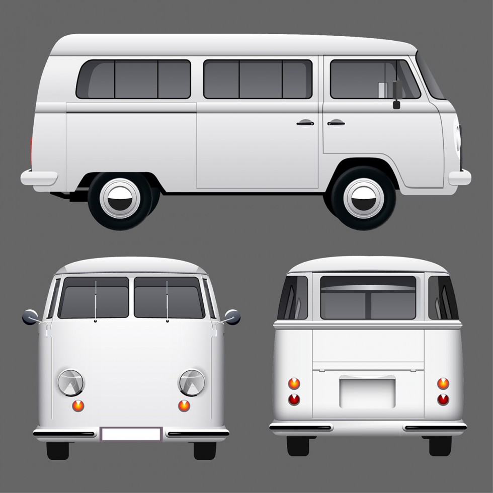 White Vector Hippie Van